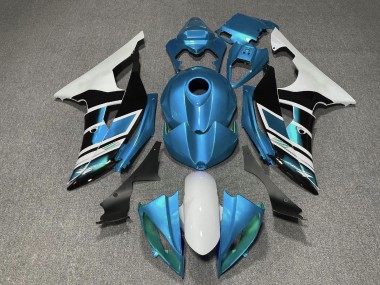 Custom 2008-2016 Yamaha YZF R6 Motorcycle Fairings - White Blue Black Stripe