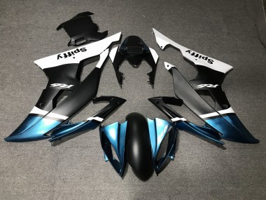 Custom 2008-2016 Yamaha YZF R6 Motorcycle Fairings - White Blue Matte Black Spiffy