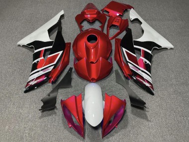Custom 2008-2016 Yamaha YZF R6 Motorcycle Fairings - White Red Glossy Black Stripe