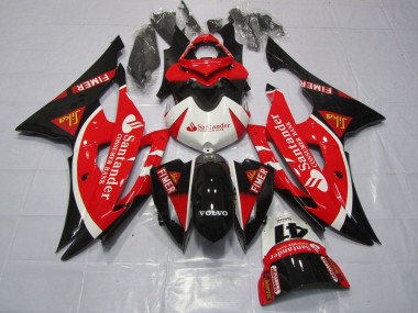 Custom 2008-2016 Yamaha YZF R6 Motorcycle Fairings - White Red Black Santander