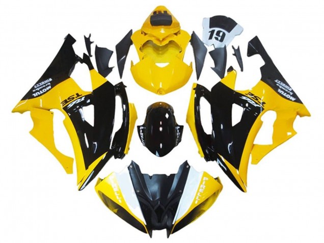 2008-2016 Yamaha YZF R6 Motorcycle Fairing - Yellow Glossy Black