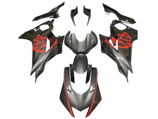 2017-2023 Yamaha YZF R6 Motorcycle Fairings - Red Black Faux Carbon Fiber