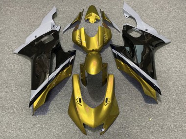 Custom 2017-2023 Yamaha YZF R6 Motorcycle Fairings - Grey Gold Glossy Black