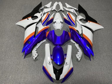 Custom 2017-2023 Yamaha YZF R6 Motorcycle Fairings - White Blue Orange