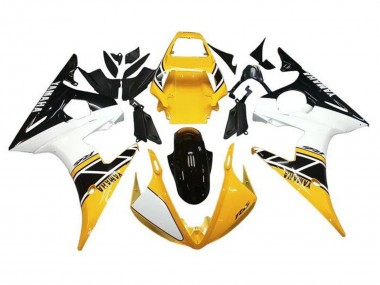 Custom 2005 Yamaha YZF R6 Motorcycle Fairings - White Yellow Black