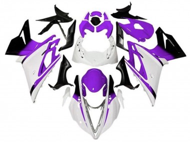 Custom 2013-2016 Triumph Daytona 675 Triple Motorcycle Fairings - White Purple Glossy Black