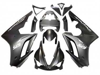 Custom 2009-2012 Triumph Daytona 675 Triple Motorcycle Fairings - Matte Black White Decals