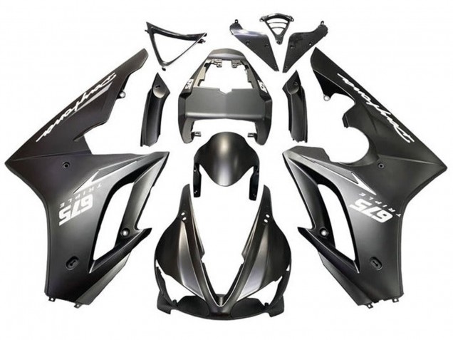 2009-2012 Triumph Daytona 675 Triple Motorcycle Fairings - Matte Black White Decals