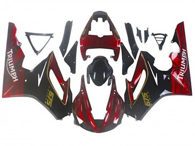 Custom 2009-2012 Triumph Daytona 675 Triple Motorcycle Fairings - Red Glossy Black