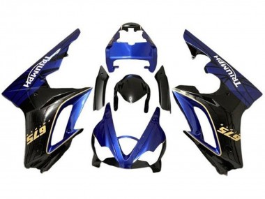 Custom 2009-2012 Triumph Daytona 675 Triple Motorcycle Fairings - Blue Glossy Black