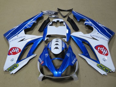 Custom 2009-2012 Triumph Daytona 675 Triple Motorcycle Fairings - White Blue Hpi