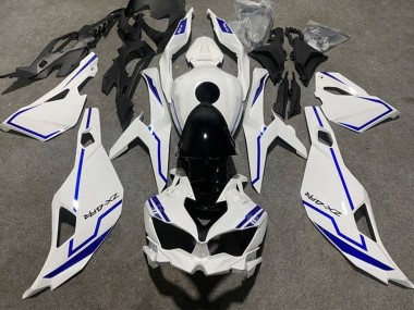 Custom 2019-2025 Kawasaki ZX4R ZX-4RR Motorcycle Fairings - White Blue Stripe