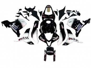 Custom 2009-2012 Honda CBR600RR Motorcycle Fairings - Glossy Black White West