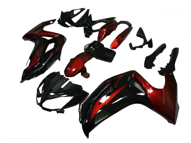 2012-2016 Kawasaki EX650 Motorcycle Fairings - Red Glossy Black