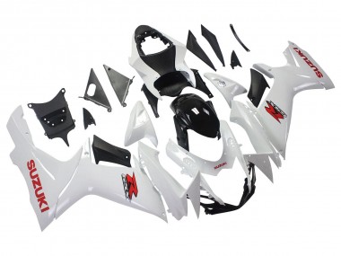 Custom 2011-2024 Suzuki GSXR 600/750 Motorcycle Fairings - White Glossy Black Red Decal