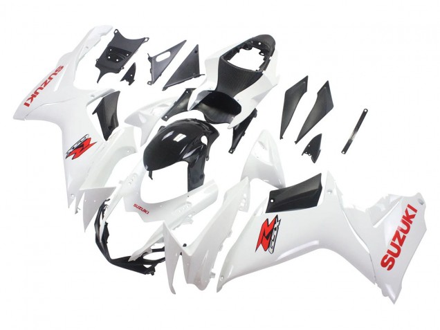 2011-2024 Suzuki GSXR 600/750 Motorcycle Fairings - White Glossy Black Red Decal