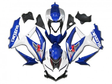 Custom 2008-2010 Suzuki GSXR 600/750 Motorcycle Fairing - White Blue Red