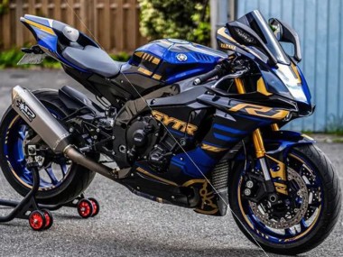Custom 2015-2019 Yamaha YZF R1 Motorcycle Fairings - Blue Gold Black