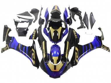 Custom 2015-2019 Yamaha YZF R1 Motorcycle Fairings - Blue Gold Black
