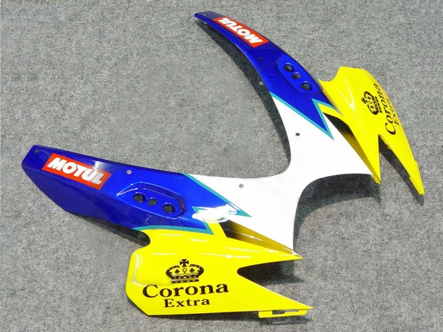 2006-2007 Suzuki GSXR 600/750 Motorcycle Fairings - White Blue Yellow Corona Alstare