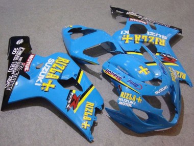 Custom 2004-2005 Suzuki GSXR 750 Motorcycle Fairings - Blue Gold Black Motul Rizla