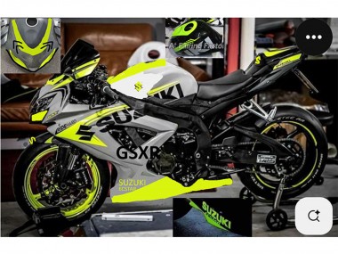 Custom 2004-2005 Suzuki GSXR 750 Motorcycle Fairings - Grey Lemon Green Black