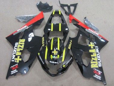 Custom 2004-2005 Glossy Black Red Yellow Rizla Suzuki GSXR 600 Motorcycle Fairings