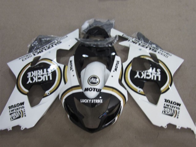 2004-2005 White Black Lucky Strike Motul Suzuki GSXR 600 Motorcycle Fairings