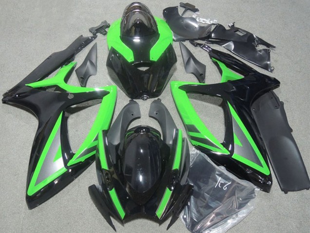 2006-2007 Green Glossy Black Silver Suzuki GSXR 600 Motorcycle Fairings