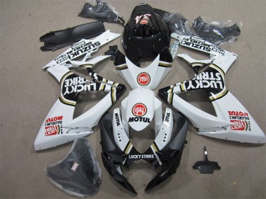 Custom 2006-2007 White Black Red Lucky Strike Motul Suzuki GSXR 600 Motorcycle Fairings