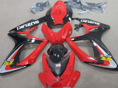 Custom 2006-2007 Red Silver Glossy Black Yellow Suzuki GSXR 600 Motorcycle Fairings