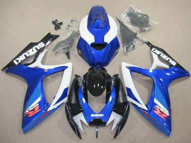 Custom 2006-2007 White Blue Glossy Black Red Suzuki GSXR 600 Motorcycle Fairing