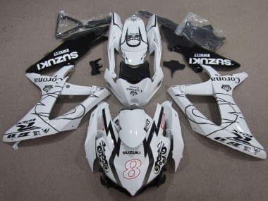 Custom 2008-2010 White Black Corona Extra Motul 8 Suzuki GSXR 600 Motorcycle Fairings