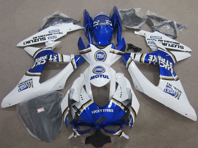 2008-2010 White Blue Lucky Strike Motul Suzuki GSXR 600 Motorcycle Fairings