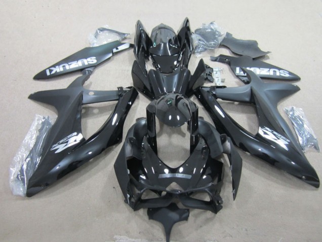 2008-2010 Glossy Black White Suzuki GSXR 600 Motorcycle Fairings