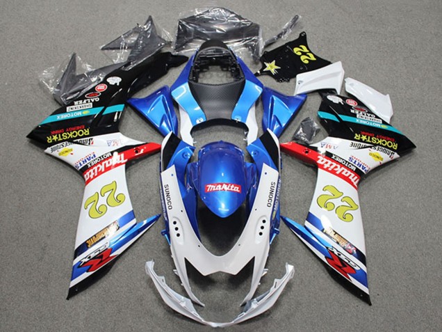 2011-2024 Blue White Red Black Rockstar 22 Suzuki GSXR 600 Motorcycle Fairings