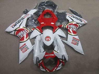Custom 2011-2024 White Red Motul Lucky Strike Suzuki GSXR 600 Motorcycle Fairings