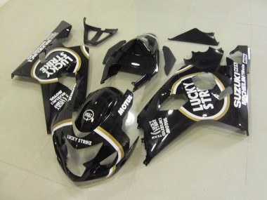 Custom 2004-2005 Glossy Black White Lucky Strike Motul Suzuki GSXR 750 Motorcycle Fairings