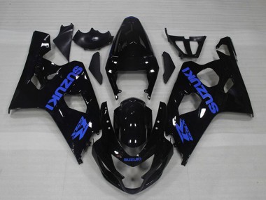 Custom 2004-2005 Glossy Black Blue Decal Suzuki GSXR 750 Motorcycle Fairings