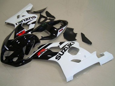 Custom 2004-2005 Glossy Black White Red Suzuki GSXR 750 Motorcycle Fairings