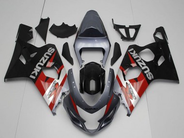 Custom 2004-2005 Silver Grey Red Black Suzuki GSXR 750 Motorcycle Fairings