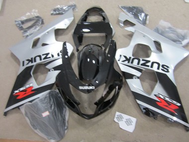 Custom 2004-2005 Silver Glossy Black Red Suzuki GSXR 750 Motorcycle Fairings