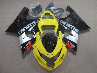 Custom 2004-2005 Yelow Silver Black Suzuki GSXR 750 Motorcycle Fairings