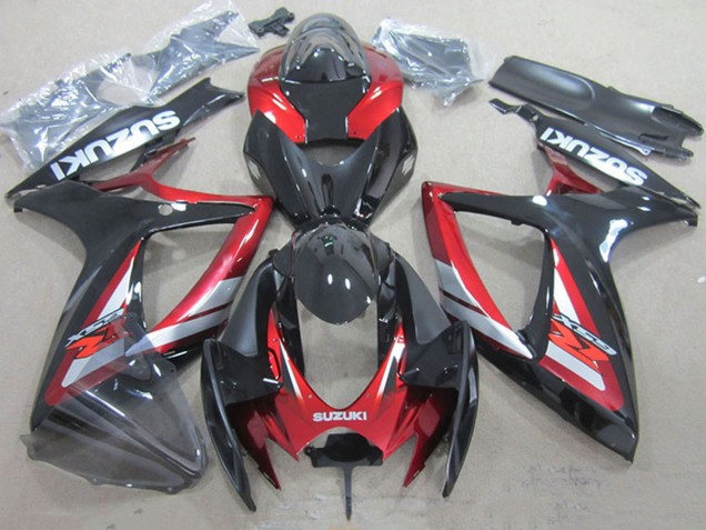 2006-2007 Red Glossy Black Suzuki GSXR 750 Motorcycle Fairings