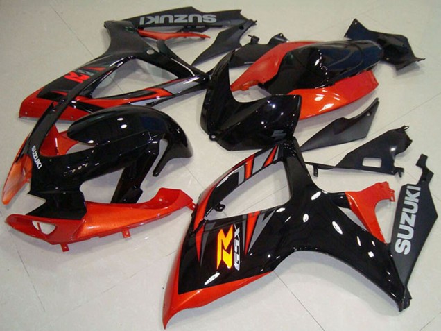 2006-2007 Orange Glossy Black Suzuki GSXR 750 Motorcycle Fairing
