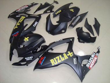 Custom 2006-2007 Matte Black Yellow Rizla Motul Suzuki GSXR 750 Motorcycle Fairings