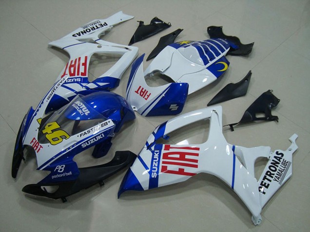 2006-2007 White Blue Red Fiat 46 Suzuki GSXR 750 Motorcycle Fairings