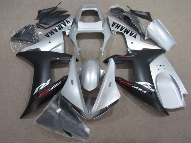 2002-2003 Silver Matte Black Yamaha YZF R1 Motorcycle Fairing Kits