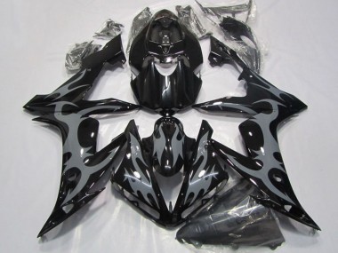 Custom 2004-2006 Glossy Black Grey Flame Yamaha YZF R1 Motorcycle Fairings