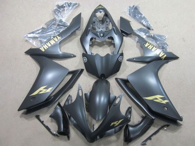 Custom 2007-2008 Matte Black Gold Decal Yamaha YZF R1 Motorcycle Fairings